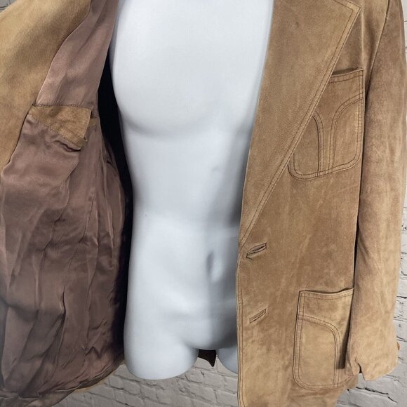 VTG William Barry Brown  Raw Pork Velour Leather Jacket Collar USA Made Size 40 - Picture 13 of 13